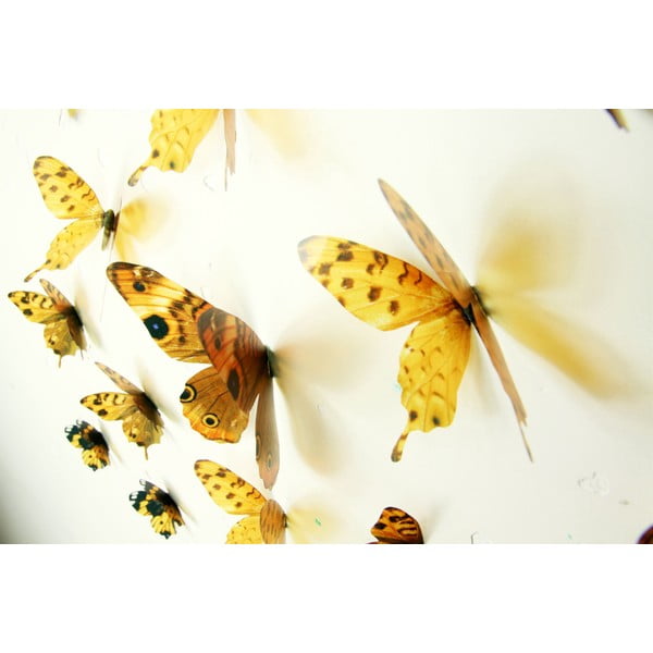 Set 18 autocolante cu efect 3D Ambiance Butterflies Yellow