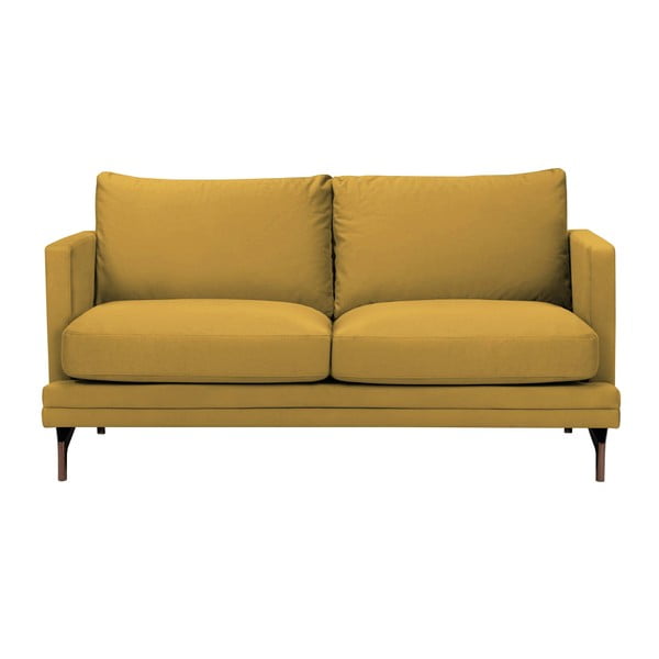 Canapea cu 2 locuri şi picioare metalice aurii Windsor & Co Sofas Jupiter, galben