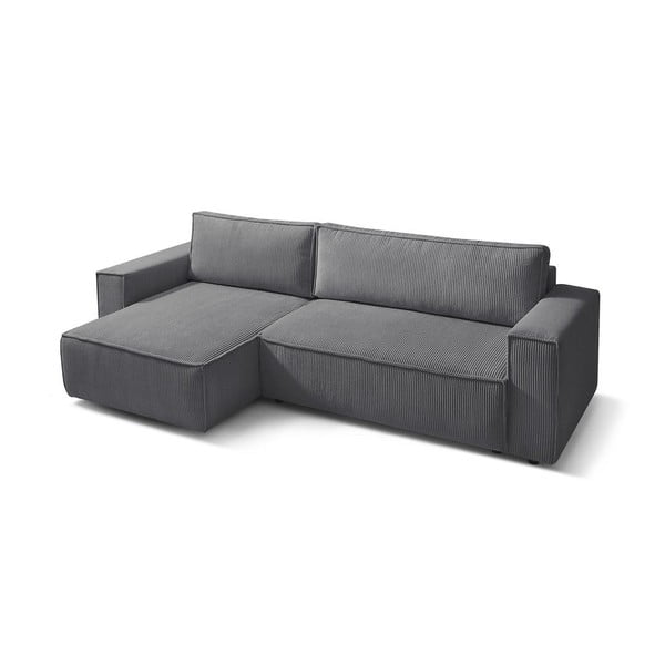 Colțar gri închis extensibil cu tapițerie din catifea reiată  (cu colț variabil) Nihad – Bobochic Paris-image-4