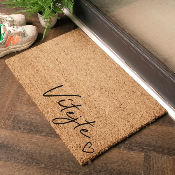 Covoraș de intrare din fibre de nucă de cocos 40x60 cm Vítejte – Artsy Doormats-image-1