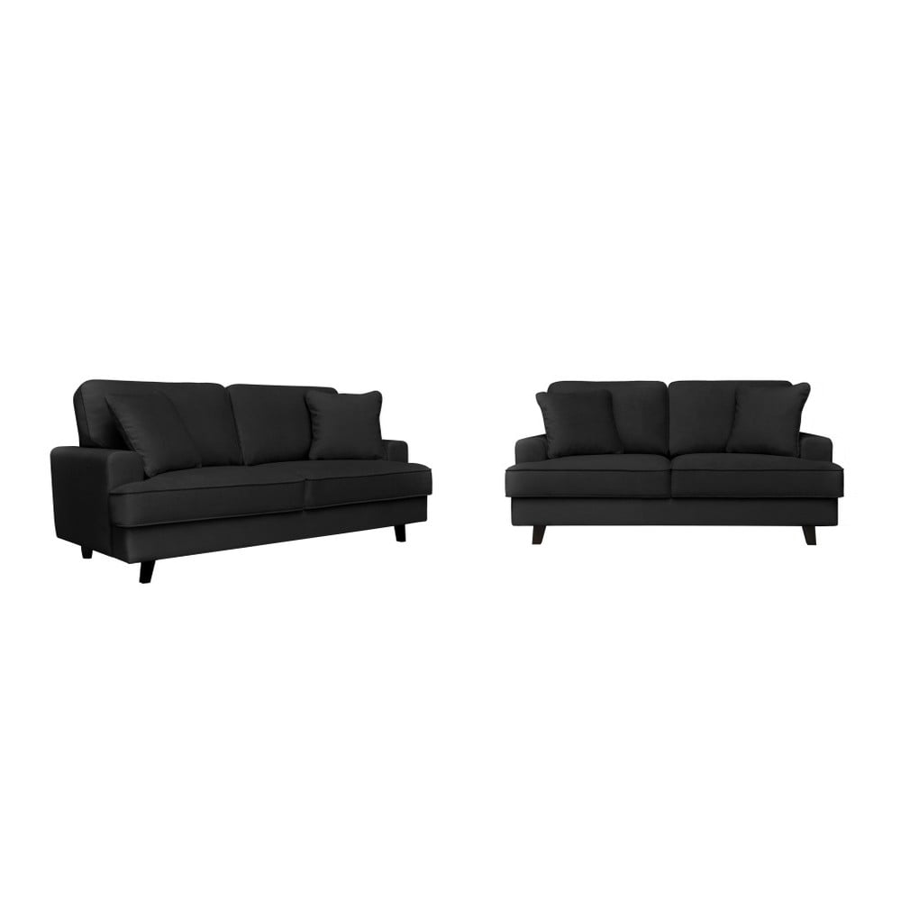 Set 2 canapele, cu 2 și cu 3 locuri, Cosmopolitan design Berlin, negru