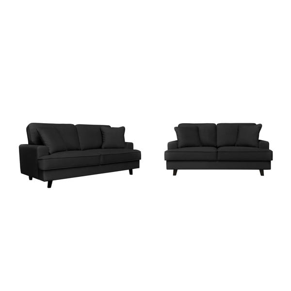 Set 2 canapele, cu 2 și cu 3 locuri, Cosmopolitan design Berlin, negru