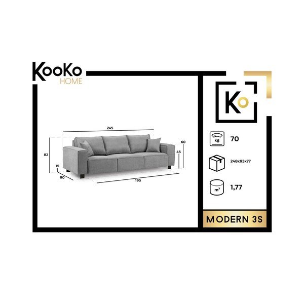 Canapea Kooko Home Modern, gri închis, 245 cm-image-1