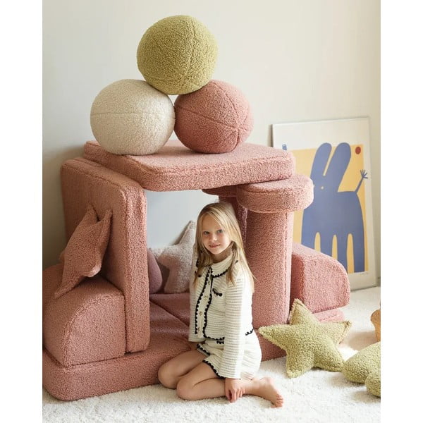 Pernă decorativă pentru copii verde cu tapițerie din țesătură bouclé Ball – Wigiwama-image-2