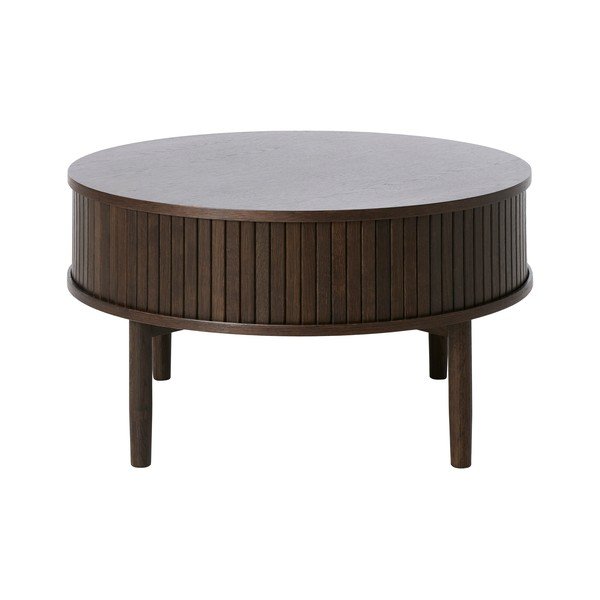 Măsuță de cafea în culoare naturală închisă rotundă cu aspect de lemn de stejar ø 85 cm Meta – Unique Furniture