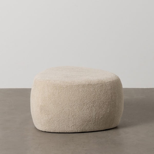 Taburet bej cu tapițerie din țesătură bouclé – Ixia-image-1