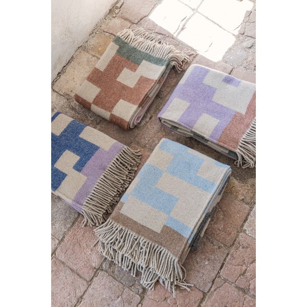 Pătură albastră/maro din amestesc de lână 130x190 cm Maze – Mette Ditmer Denmark-image-2