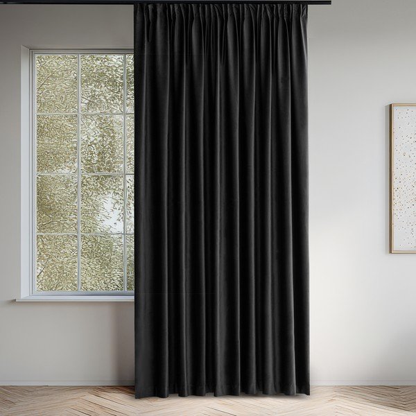 Draperie neagră dimout (semi-opacă) din catifea 200x250 cm Velto – Filumi-image-1