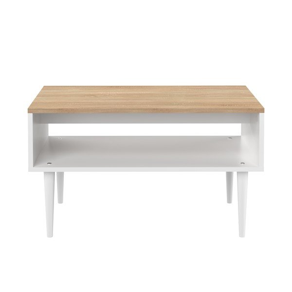 Măsuță de cafea albă cu blat cu aspect de stejar 80x47 cm Horizon - TemaHome 