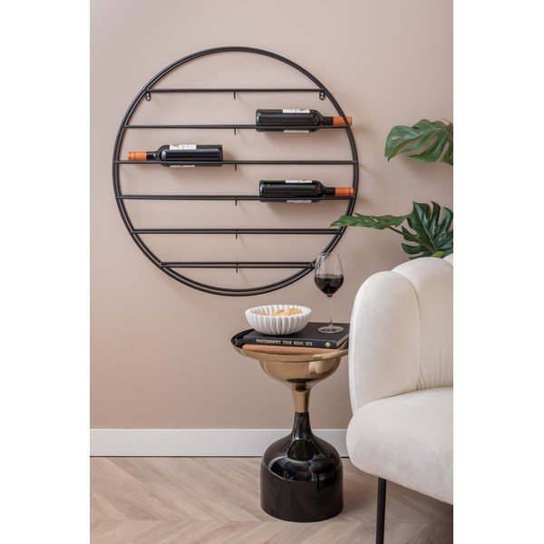 Raft pentru sticle de vin negru pentru perete din metal număr de sticle 12 80x80x9 cm Redondo – PT LIVING-image-1