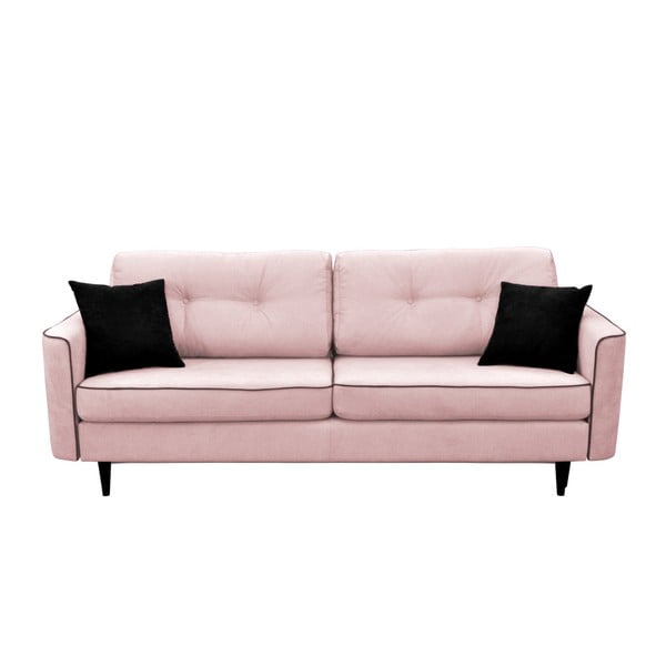 Canapea extensibilă cu picioare negre Mazzini Sofas Magnolia, roz deschis