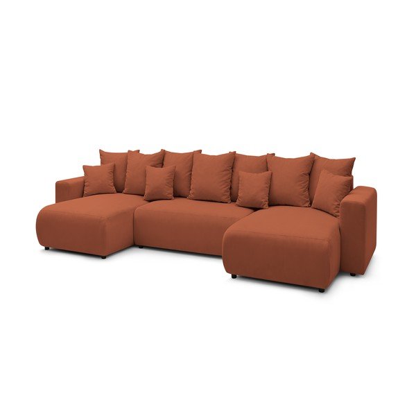 Canapea extensibilă din reiat în formă de "U" Bobochic Paris Envy, roșu teracotă-image-3