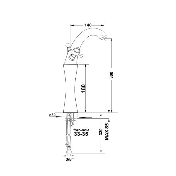 Baterie în culoarea bronzului pentru chiuvetă înaltă Antea – Sapho-image-4