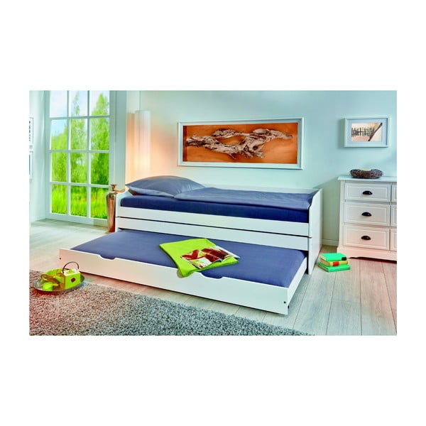 Pat extensibil de o persoană Evergreen House Triple, alb-image-3