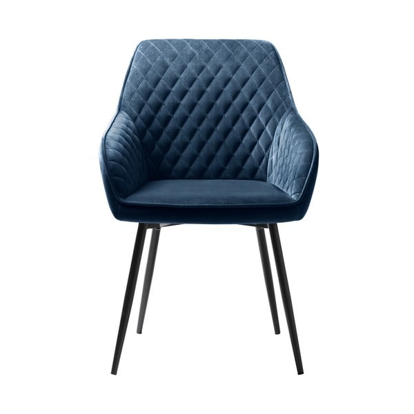 Scaun de sufragerie albastru cu cotiere tapițat Milton – Unique Furniture-image-1