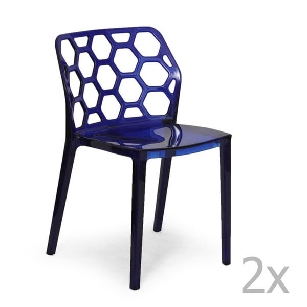 Set 2 scaune Garageeight Honeycomb, albastru