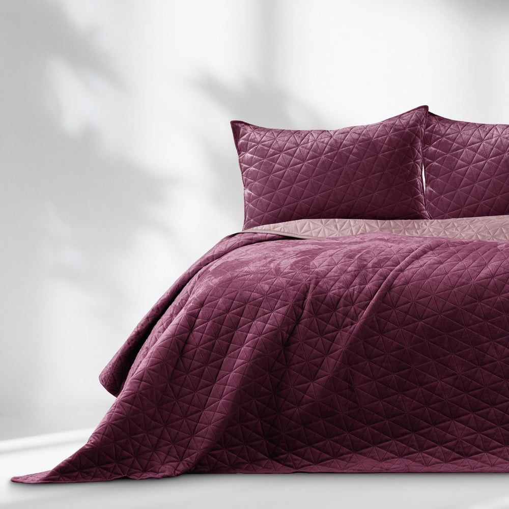 Cuvertură roz-închis matlasată din catifea 170x210 cm Laila – AmeliaHome