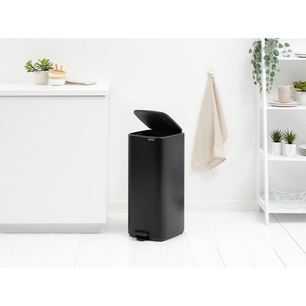Coș de gunoi negru mat cu pedală din oțel 30 l Bo – Brabantia-image-2