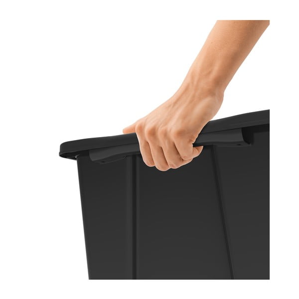 Cutie de depozitare  negru lucios din plastic cu capac Evo Easy - Rotho-image-1