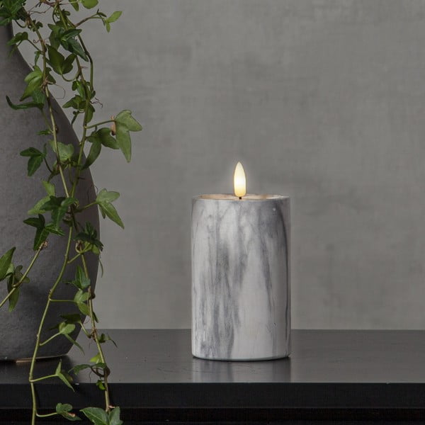 Lumânare cu LED din beton Star Trading Flamme Marble, înălțime 15 cm