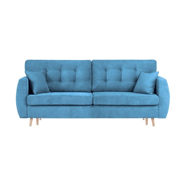 Canapea extensibilă cu 3 locuri și spațiu pentru depozitare Cosmopolitan design Amsterdam, 231 x 98 x 95 cm, albastru