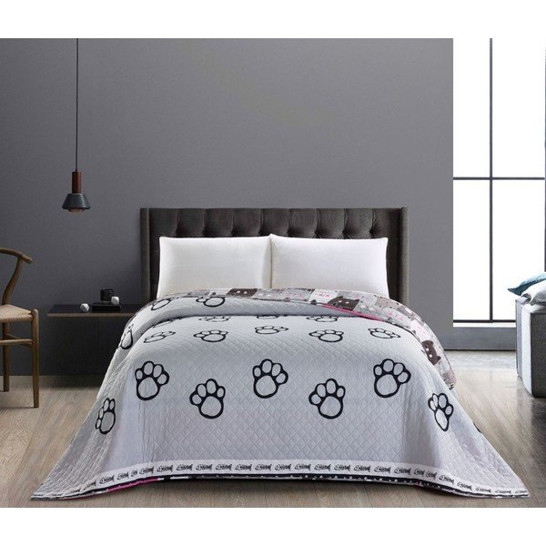 Cuvertură reversibilă din microfibră DecoKing Cat Invasion, 170 x 270 cm, gri-image-1
