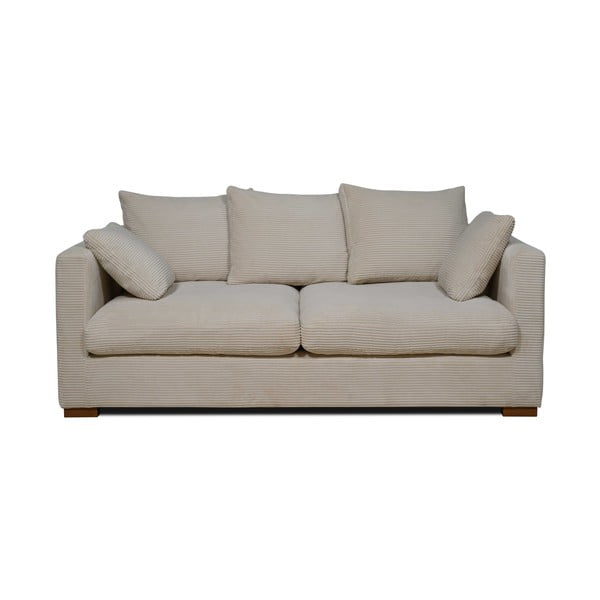 Canapea bej cu tapițerie din catifea reiată  175 cm Comfy – Scandic
