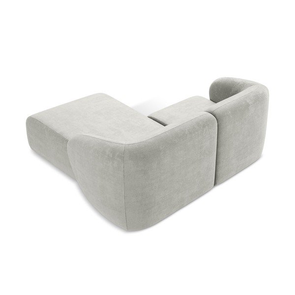 Colțar gri deschis cu tapițerie din chenille (cu colț pe partea dreaptă/cu șezlong) Lani – Makamii-image-3