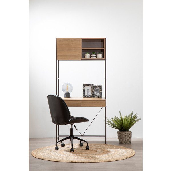 Scaun de birou negru din imitație de piele Clinton – Premier Housewares-image-1