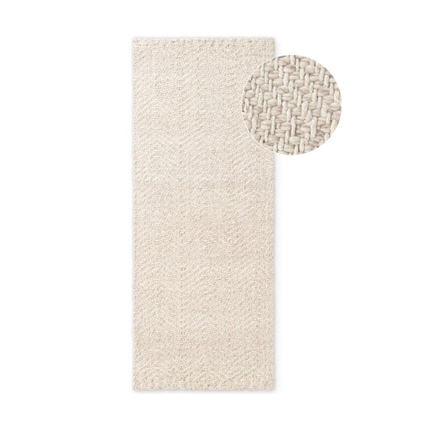 Covor tip traversă crem-fildeș țesut manual din amestesc de lână 80x200 cm Majoli – Elle Decoration