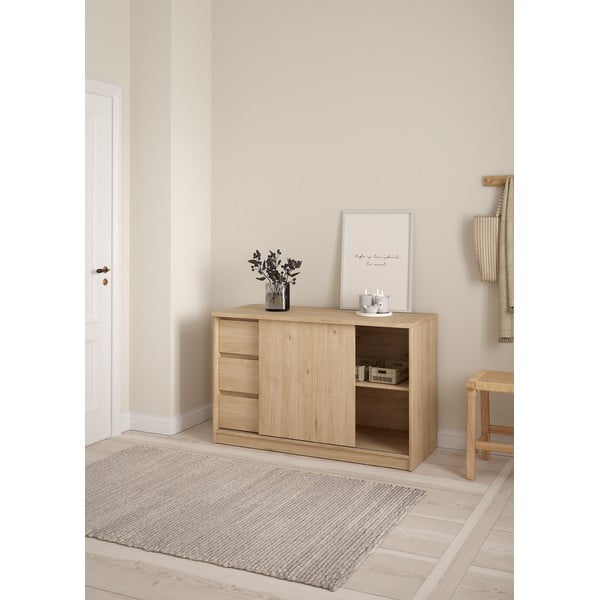 Comodă în culoare naturală cu aspect de lemn de stejar cu ușă glisantă 119x76x50 cm Naia – Tvilum-image-1