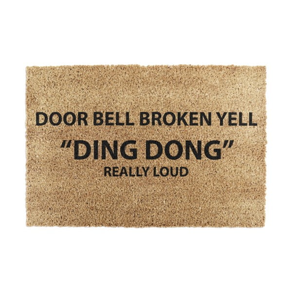 Covoraș de intrare din fibre de nucă de cocos 40x60 cm Yell Ding Dong – Artsy Doormats