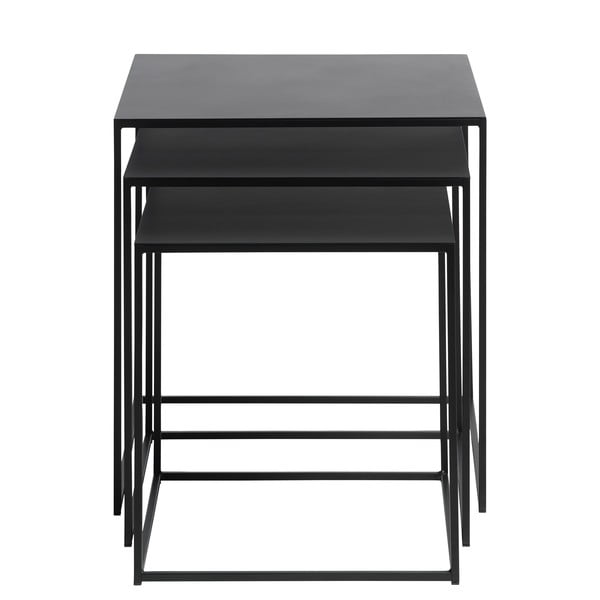 Măsuțe de cafea negre 3 buc. din metal 50x50 cm Pebble – Unique Furniture-image-3
