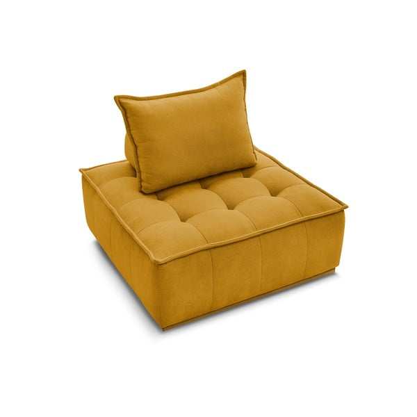 Fotoliu galben muștar cu tapițerie din chenille Elisa – Bobochic Paris-image-4