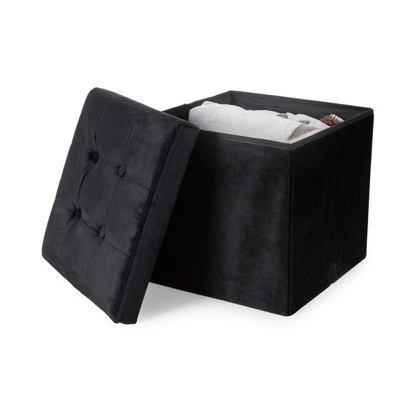Taburet negru cu tapițerie din catifea – Compactor-image-2