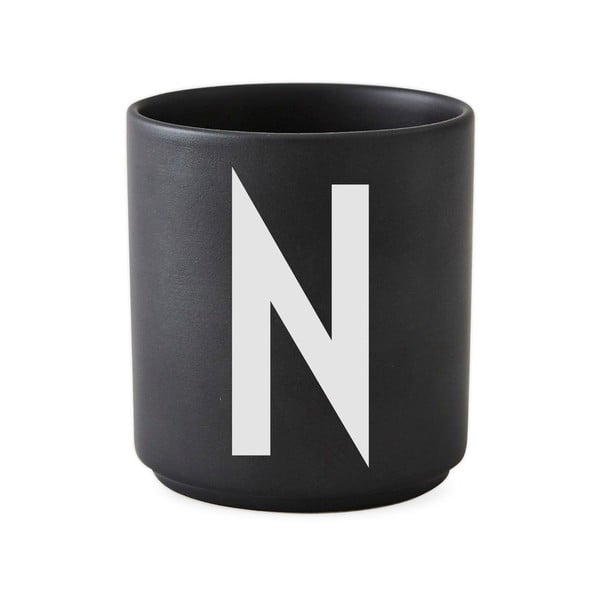 Cană din porțelan Design Letters Alphabet N, 250 ml, negru