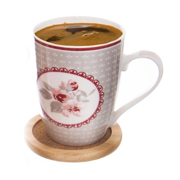 Coasters în culoare naturală cu suport 6 buc. din lemn – Orion-image-1