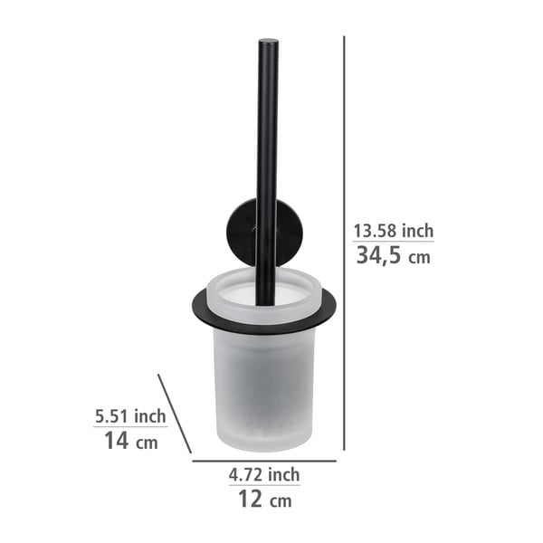 Perie de WC negru-mat autoadezivă din sticlă Bivio – Wenko-image-3