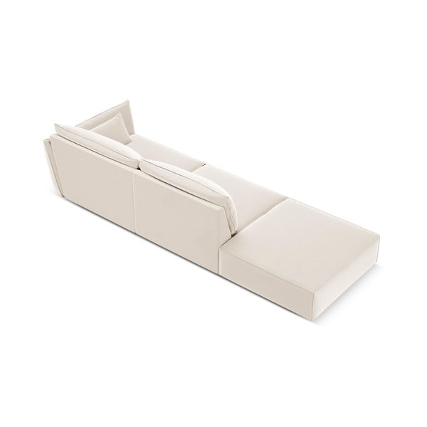 Canapea bej cu tapițerie din catifea, cu colț pe partea dreaptă 264 cm Vanda – Mazzini Sofas-image-3