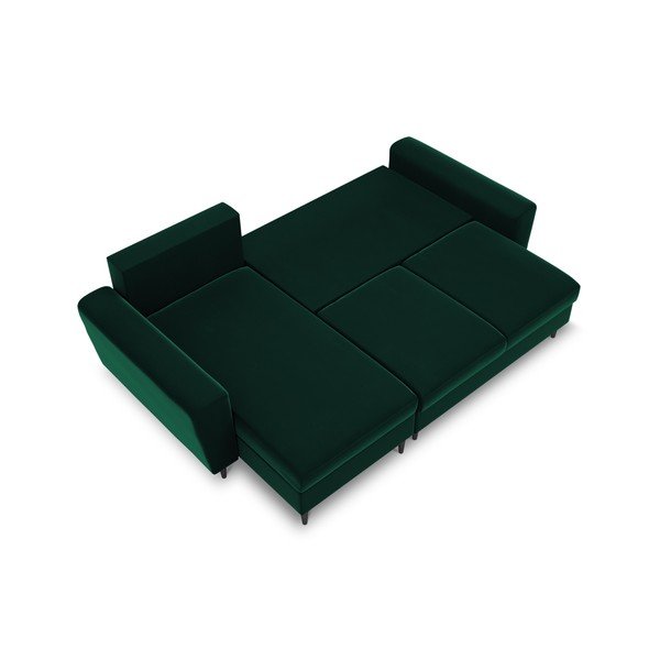 Colțar verde extensibil, cu spațiu de depozitare cu tapițerie din catifea Kyoto – Cosmopolitan Design-image-1