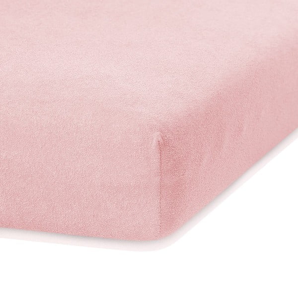 Cearceaf roz deschis din frotir cu elastic 160x200 cm Ruby – AmeliaHome-image-1
