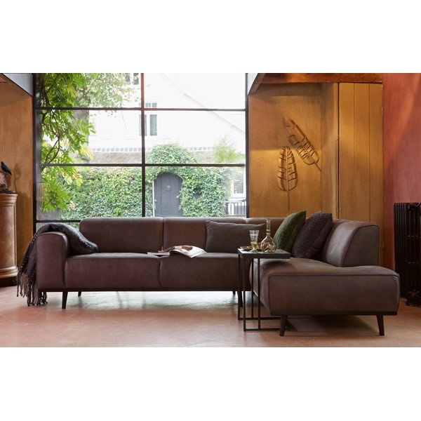 Măsuță auxiliară cu blat din lemn de tec reciclat BePureHome Shape, negru-image-1
