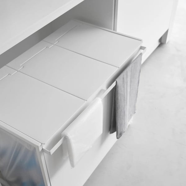 Coș de gunoi alb de reciclat din metal Tower – YAMAZAKI-image-2