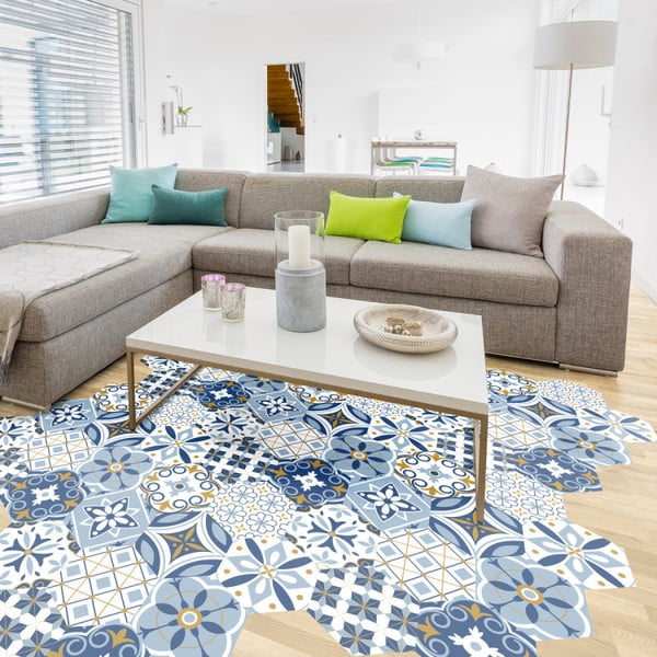 Set 10 autocolante pentru podea Ambiance Hexagons Jelilna, 20 x 18 cm-image-1