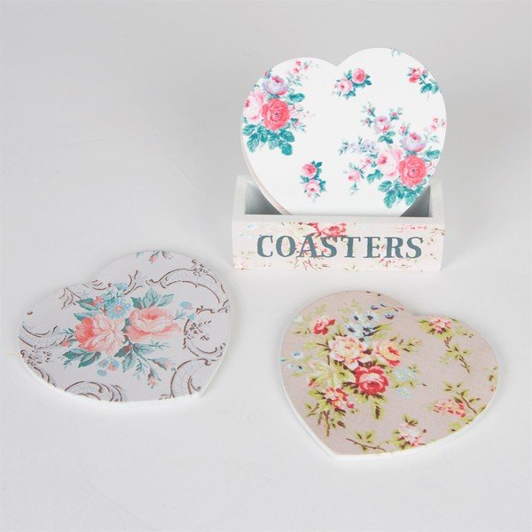 Set 4 suporturi pentru pahare Sass & BelleRose Heart-image-1