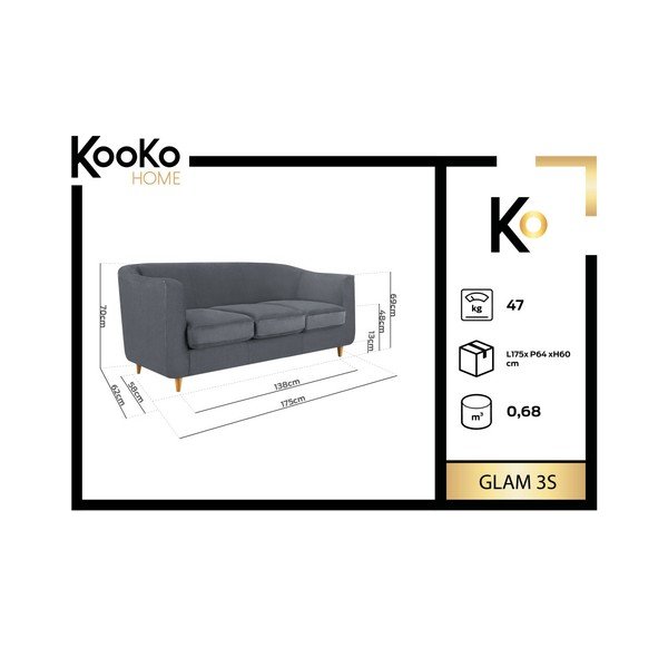 Canapea Kooko Home Glam, verde închis, 175 cm-image-1