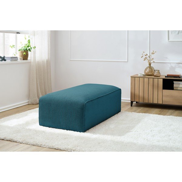Taburet modular albastru închis cu tapițerie din catifea reiată Megeve – Bobochic Paris-image-4