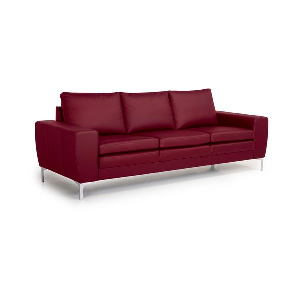 Canapea cu husă din piele Scandic Twigo, roșu, 227 cm-image-2