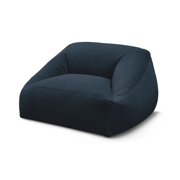 Fotoliu bean bag albastru închis cu tapițerie din blană artificială Lilibet – Bobochic Paris