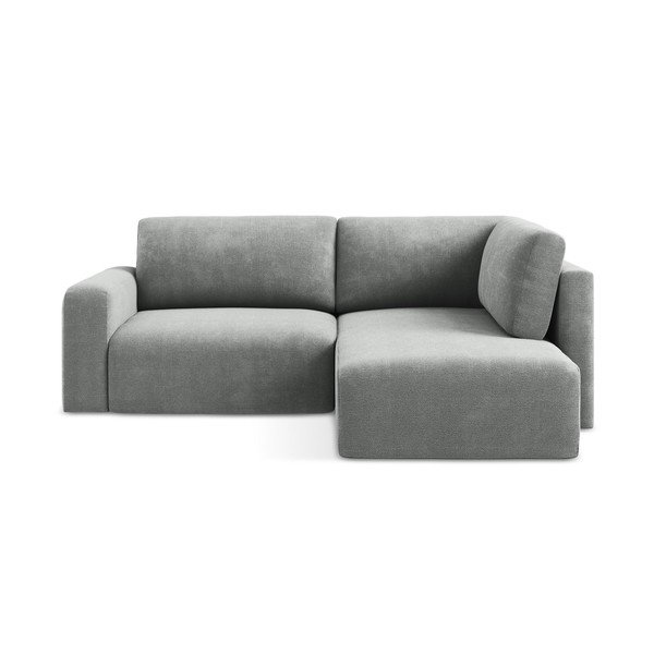 Colțar gri extensibil/cu spațiu de depozitare cu tapițerie din chenille (cu colț pe partea dreaptă/în formă de ”L”) Kona – Makamii